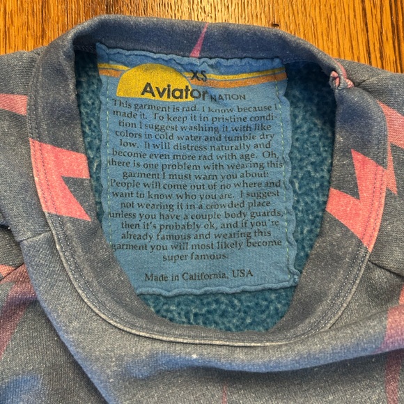 Aviator Nation Lightening Bolt Crewneck Sweatshirt Women’s SZ XS in Blue Grey - Picture 7 of 8